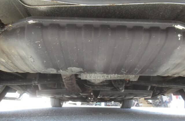 Underbody rear view this used TT is clean and no rust under. Bought via JCD