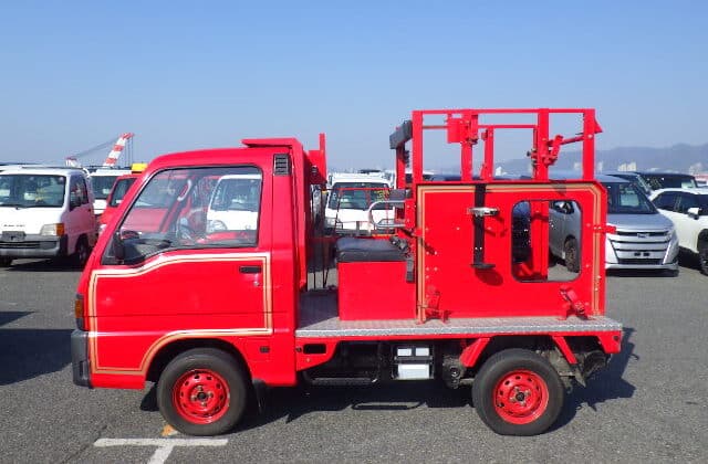 Subaru Sambar Fire Truck, JDM Mini Fire Truck, Classic Kei Truck, Subaru Sambar for Sale, Mini Utility Truck Japan, Import Sambar from Japan, Japanese Car Auction, Buy Sambar Fire Truck from Japan, Kei Work Truck, Japan Car Direct
